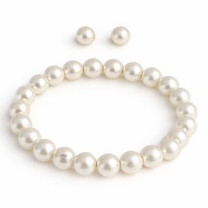 Pearl Bracelet + Matching Real Pearl Stud Earrings Set | Classic Jewelry Bundle